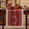Polyester Christmas Table Runner Santa Claus Pattern Cartoon Pattern Long Tablecloth Snowflake Pattern Multi-Color Tassel