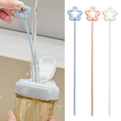 Reusable Straw Cleaning Brush Cleaning Tool Kitchen Gadgets Bottle Cups Cover Brush Long Straw Brush Flower Style