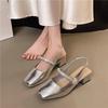 High heels thick heel medium heel bag head sandals women's 2025 new summer fairy style with skirt Mary Jane single shoes