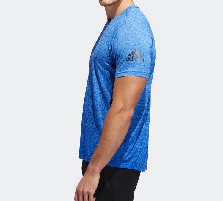 Adidas T Shirts Men's Natural Blue Crew Neck Moderate Straight Fit EC1088
