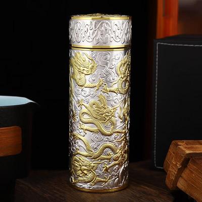 ZISIZ Neun-Drachen Silber Isolierbecher Geschenkset