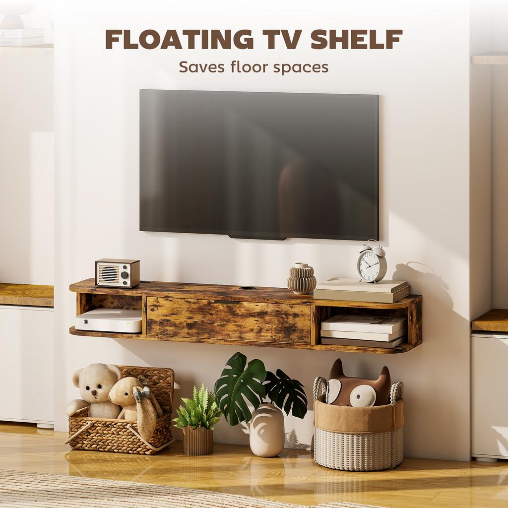 120 Cm Floating Tv Unit For Tvs Up To 50 Inch Rustic Brown