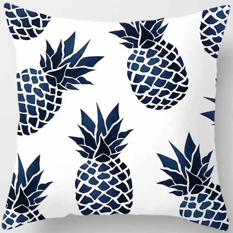 Home Decor Blue Tone Printed Square Pillowcase Car Sofa Cushion Cover