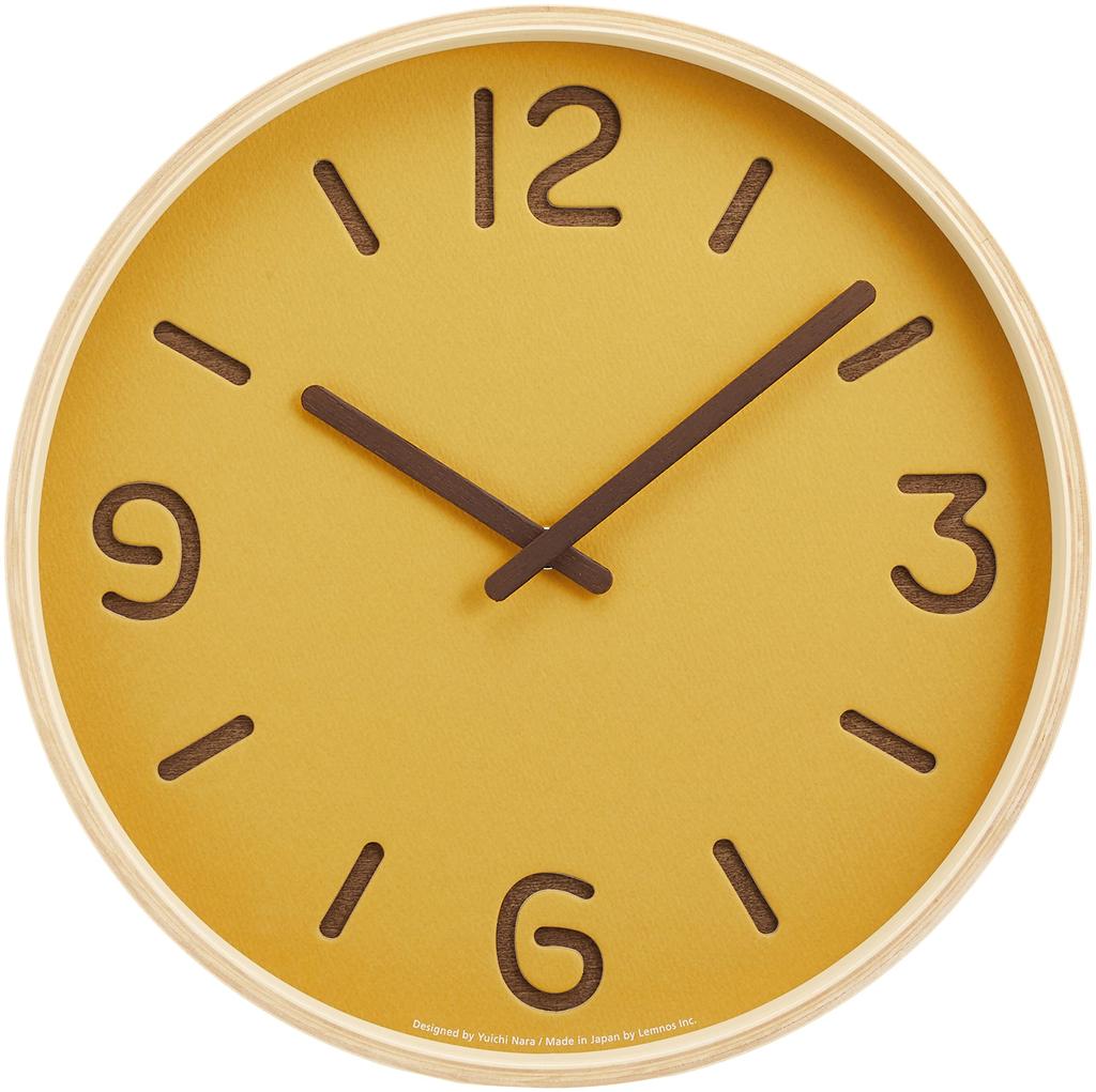 Lemnos Wall Clock Analog Thomson Paper Yellow Natural Wood THOMSON PAPER YE Lemnos Diameter Thickness NY18-15 (Saffron) 30.5cm 5.2cm