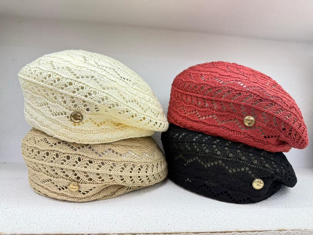 New Korean Style Summer Forward Beret Hat For Women Fashion Logo Outdoor Hollow Casual Best Matched Sunshade Cap Bonnets Gift