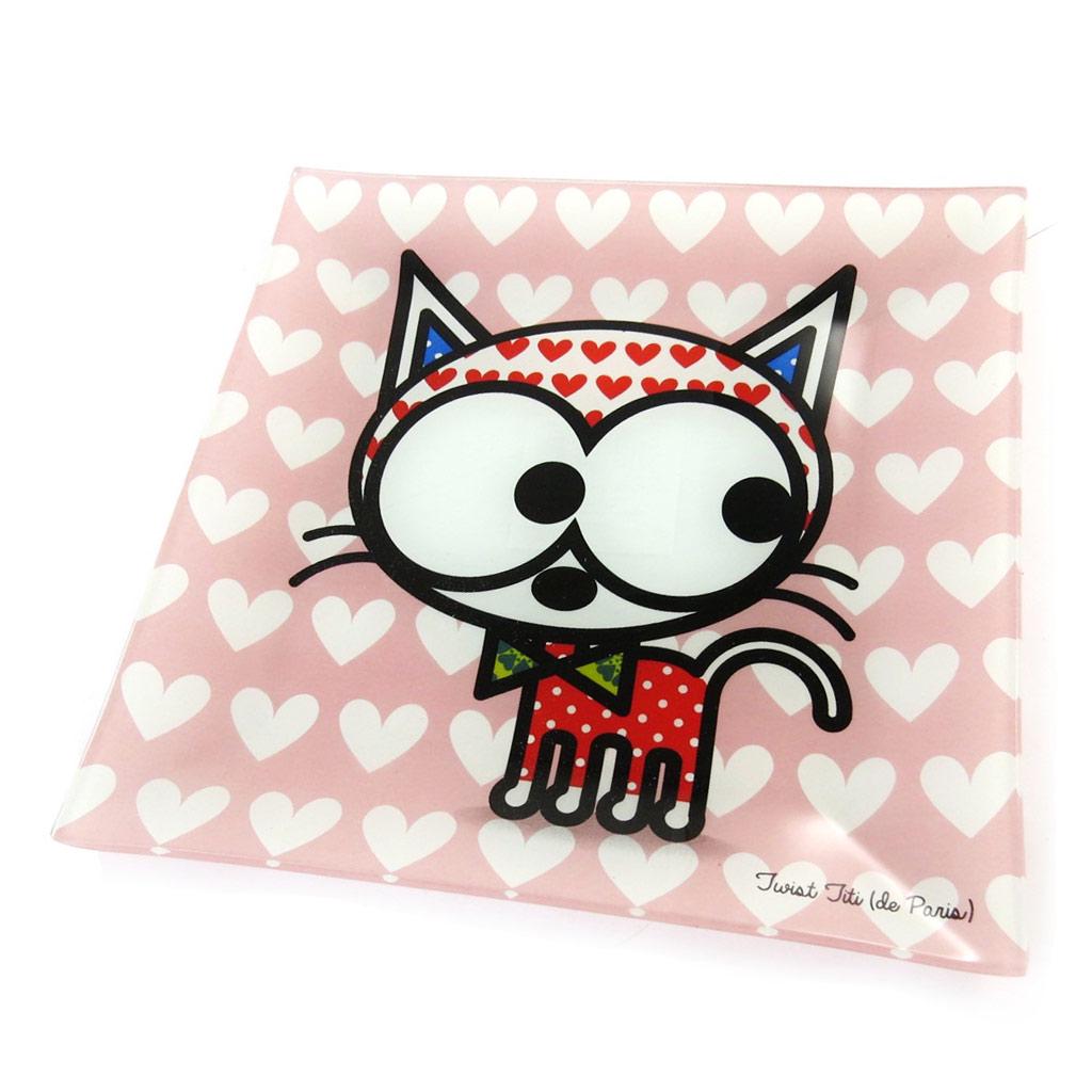 Les Trésors De Lily [N5695] - Glass Bowl 'Dog and Cat Lolita' Pink - 20x20 Cm