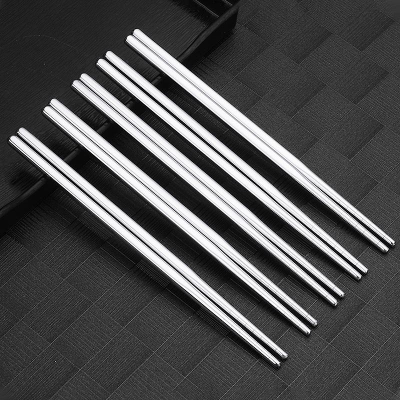 5 Pairs  Stainless Steel Chopsticks Reusable Non Slip Chopsticks Dishwasher Safe