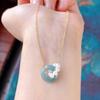 Natural Blue Jade and Pearl Clavicle Necklace, 925 Silver Gold-Plated, Chinese Style