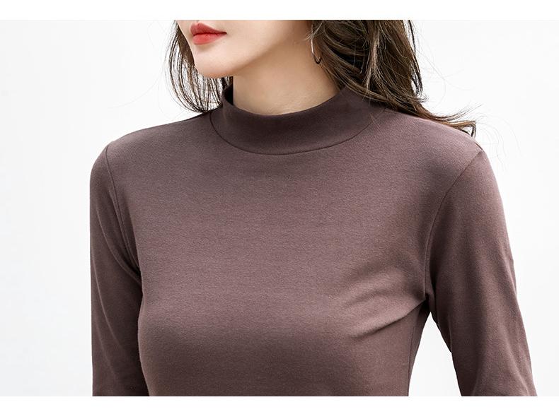 218 Korean Style Fleece-Lined Women's Long Sleeve Base Layer Top for Autumn/Winter