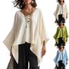Women's V Neck Long Sleeve Blouse Loose Fit Casual Patchwork Shirt Lightweight Top for Everyday Wear and Comfortable Fit