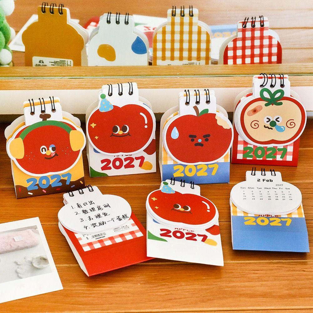 Mini Standing Calendar Appl Shape Desktop Calendar New 2027 Desk Calendar School Supplies