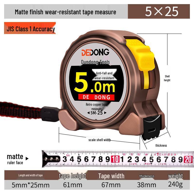 Durable Auto-Locking Steel Tape Measure, 5m/3ft, Waterproof & Wear-Resistant, Cut-Resistant Ruler with Thickened Casing.
