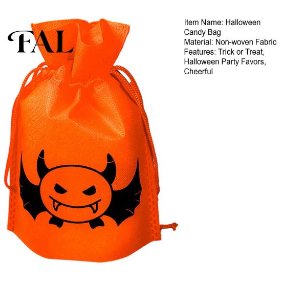 Halloween Pumpkin Bags for Kids 5 Pcs Treats Bag, Non-woven Fabric Candy Portable Snack Drawstring Goodie Party Favors Lightweight Totes Sweets