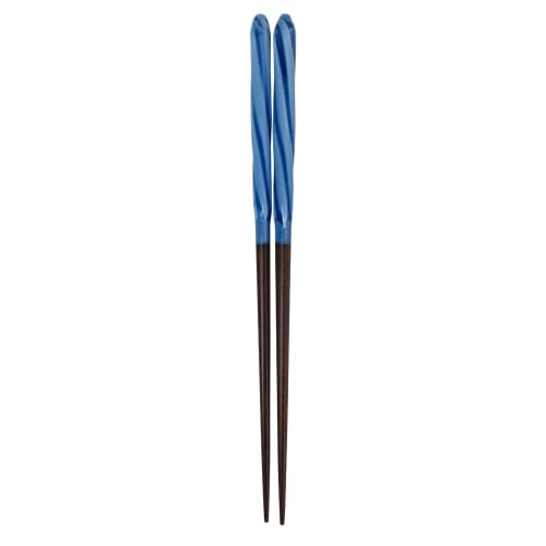 Aoba Chopsticks, Natural Wood, Candy Twist Pattern, Blue, 23cm