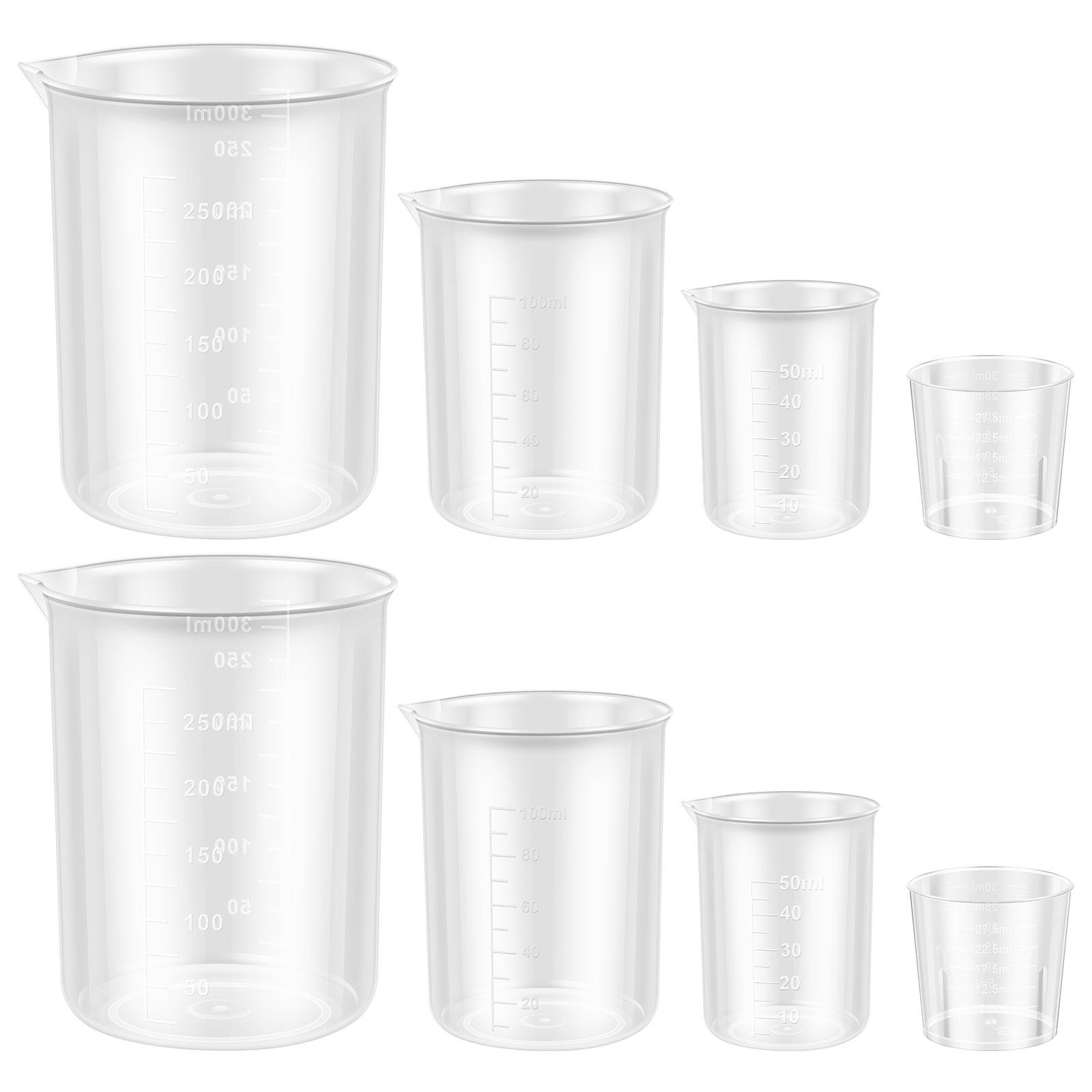 8 Pcs Plastic Measuring Cup High Temperature Resistant Transparent Plastic Laboratory Baking Kitchen Cooking Tools