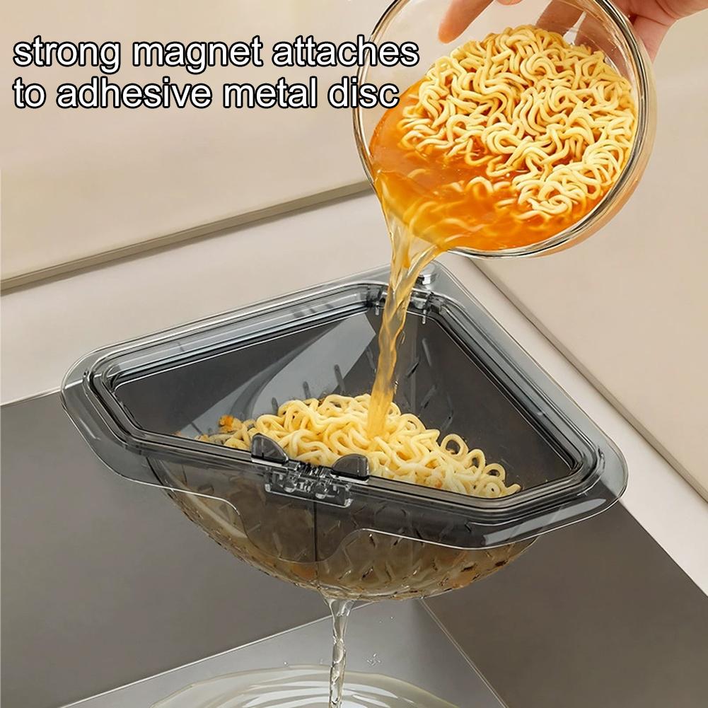 Magnetic Sink Drain Triangle Basket Hanging Vegetable Fruit Drainage Strainer Kitchen Filter Accessories Food Waste Collector6