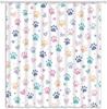 Cat Dog Paw Print Shower Curtain Cute Colorful Animal Pet Paw Print Fabric Bathroom Decor Curtains with Hooks, 70" Wx70 H