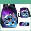 Stitch Cartoon Backpack Set With Breathable Oxford Fabric For Elementary Students