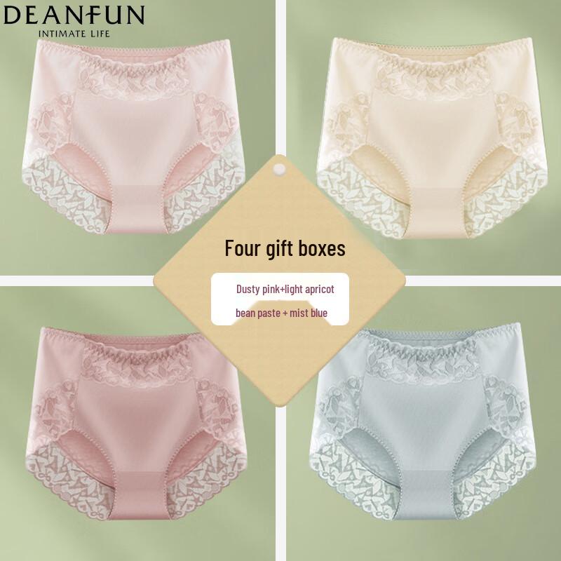 Deanfun Women's High-Waist Lace Cotton Boxer Briefs (4-Pack)
