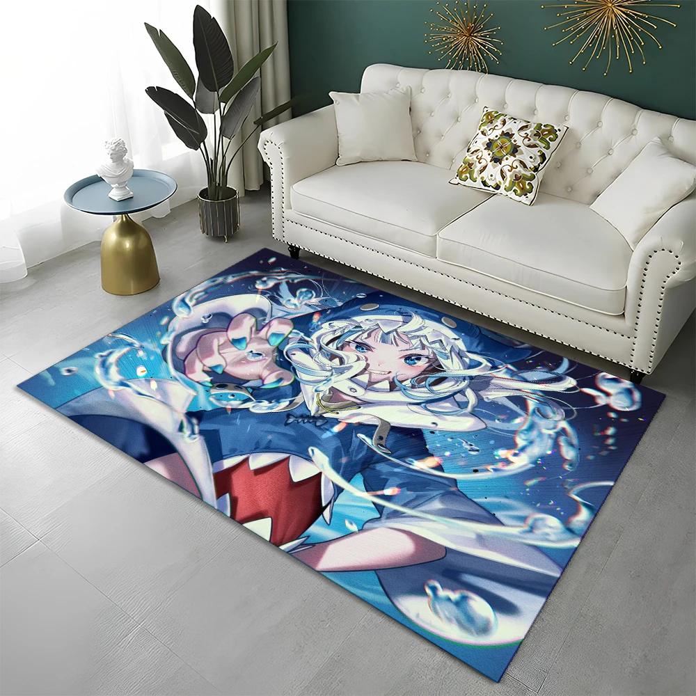 3D Cute Gawr Gura Hololive Cartoon Carpet Rug for Home Living Room Bedroom Sofa Doormat Decor,kids Area Rug Non-slip Floor Mat