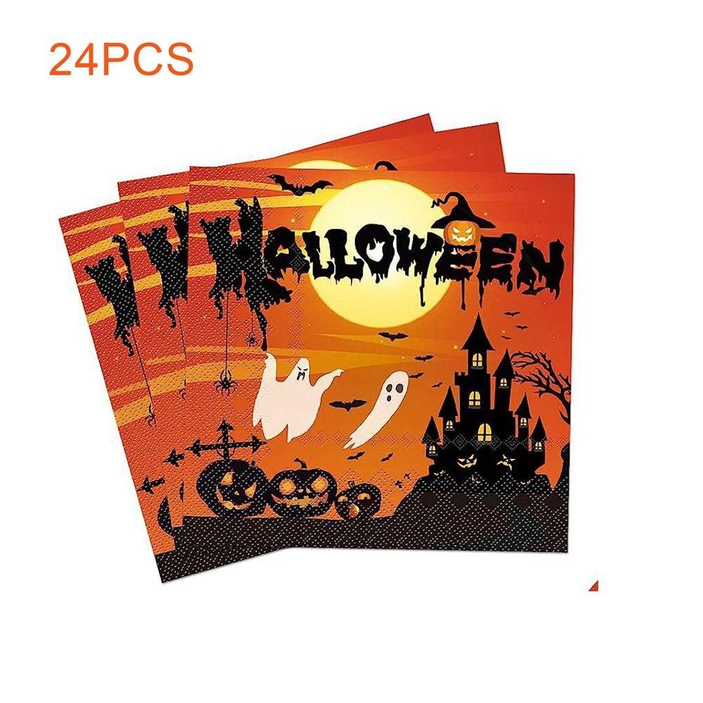 Knife fork spoon Halloween Disposable Tableware Pumpkin Napkins Cartoon Paper Plates  Halloween