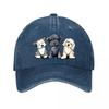 Cute Three Dogs Washed Cotton Baseball Cap Washed Baseball Cap