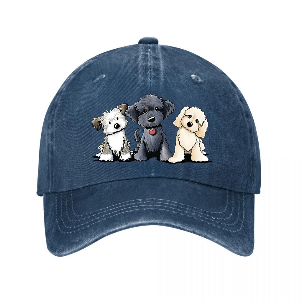 Cute Three Dogs Washed Cotton Baseball Cap Washed Baseball Cap