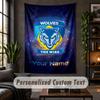 Personalized Wall Tapestry,Warrington Wolves FC Custom Text, Soft Fabric Wall Art For Indoor Decoration