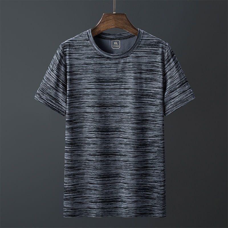 Men's Summer Ice Silk Mesh Breathable Quick-Dry Loose Fit Plus Size Sports T-Shirt