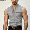 Camisetas sin mangas casuales ajustadas con cremallera para hombre
