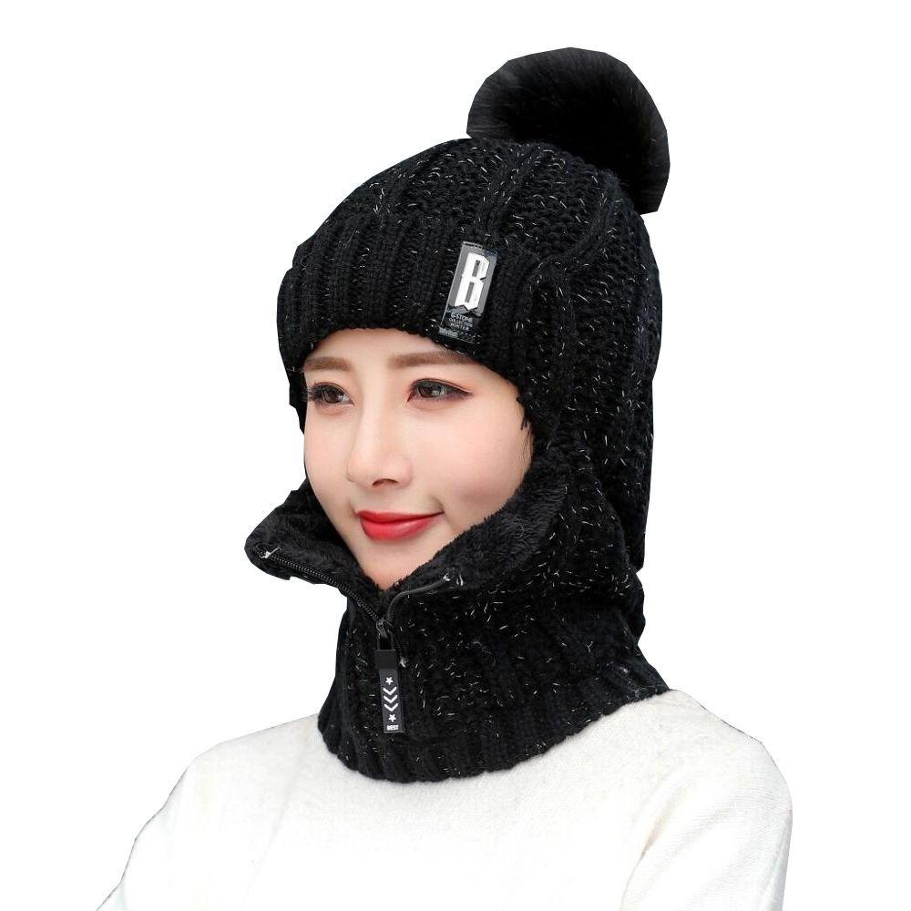 Thickened Beanies Cap Neck Warmer Ear Protection Hat Fashion Winter Hat Scarf Set  for Women