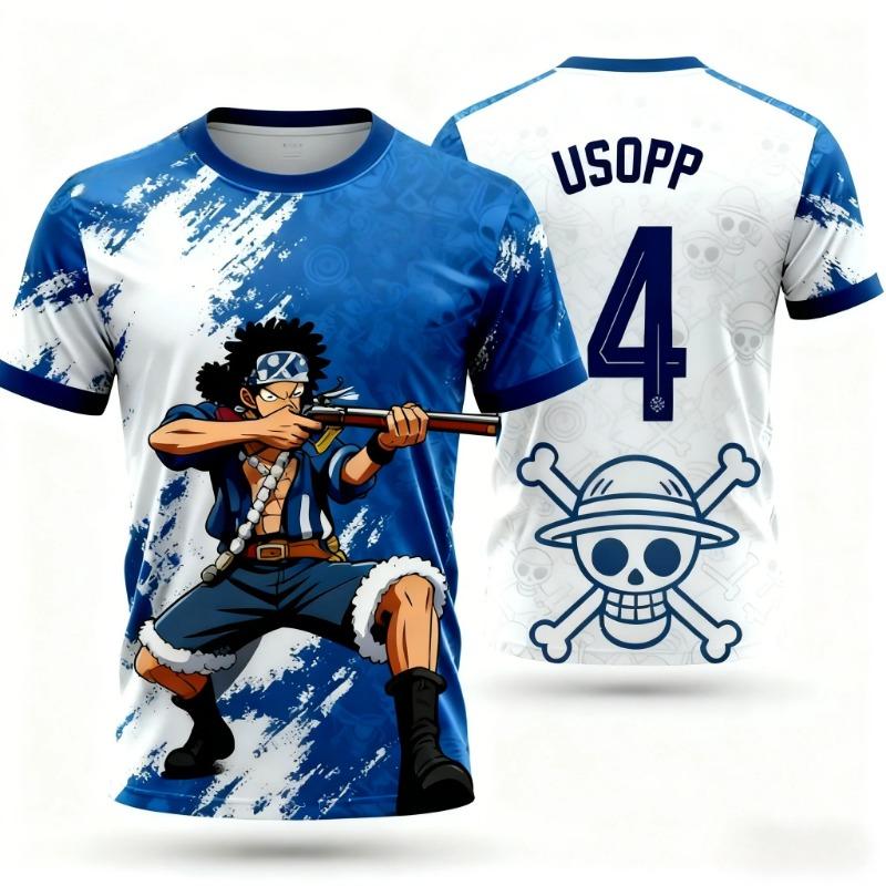 Men's One Piece Anime Tee Franky Iron Man Print Boys Clothes Girls Short Sleeve Men Jersey Casual Lightweight Tops