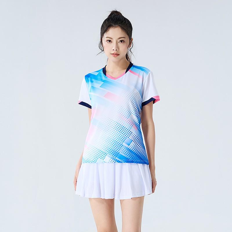 Womens Badminton Sport Set Quick-Dry Short Sleeve Top Skort Pants Training Competition Team Uniform