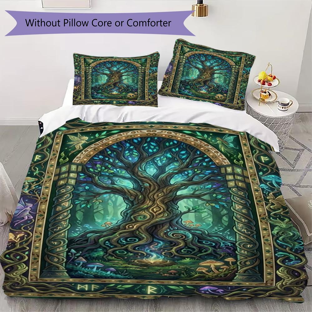 Tree of Life Pattern Bedding uilt Set uilt Cover Pillowcase Home Decoration Birthday Gift (1 * duvet cover + 2 * pillowcase without core)146