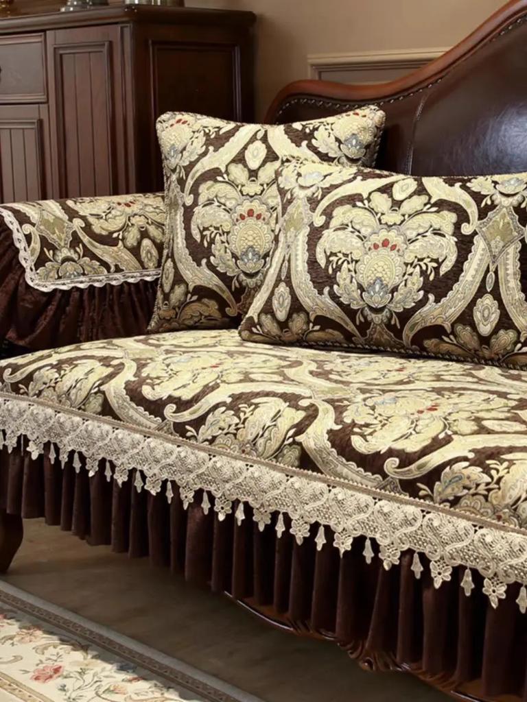 Irregular Edge Jacquard Sofa Mat Thick Non Slip Wear Resistant Sofas Towel Pillowcase  European Four Seasons Hem Sofa Cover