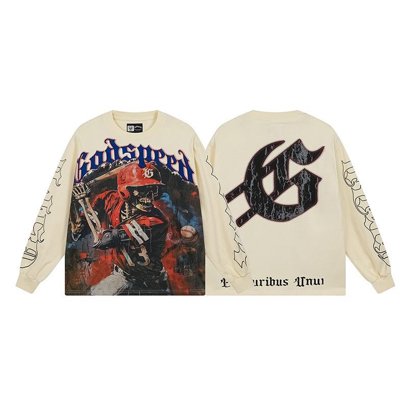 odspeedss autumn and winter new direct injection printing wash water retro pure cotton hip hop beauty trend hoodie sweater