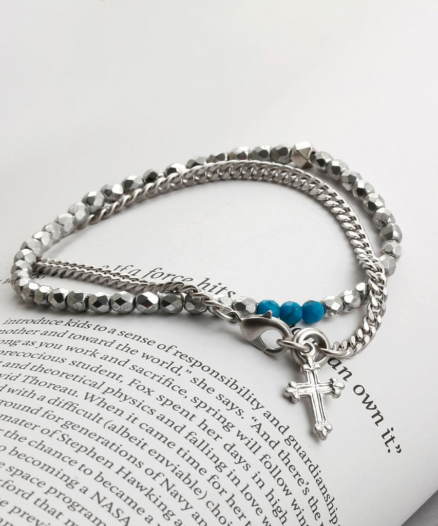 Shoveoff Svb-228 Bead Chain Turquoise Gemstone Layered Bracelet Unisex
