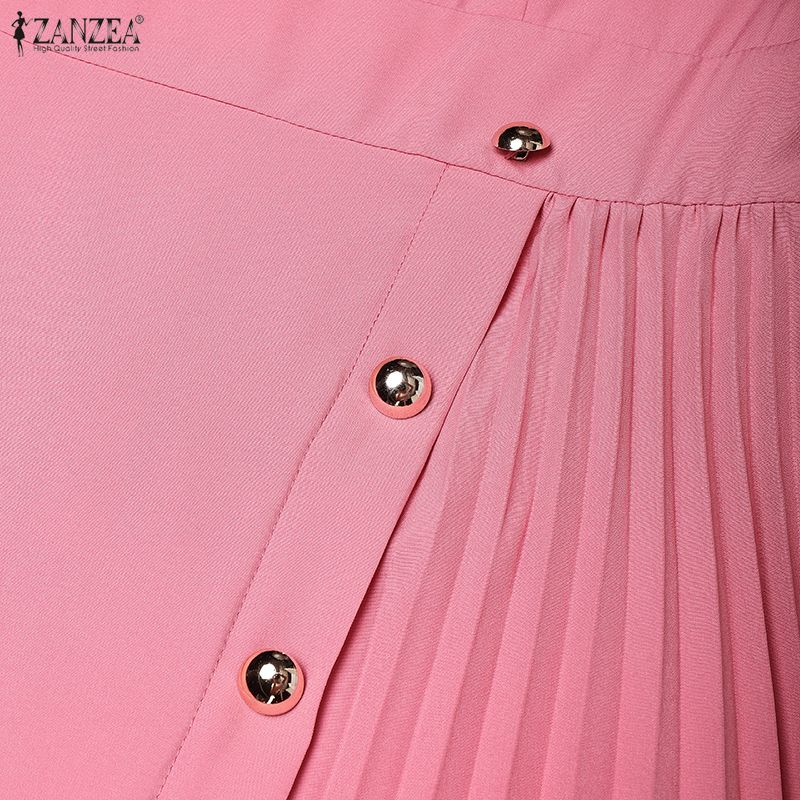 ZANZEA Lässiges Sommerkleid mit Rundhalsausschnitt und kurzen Ärmeln für Damen