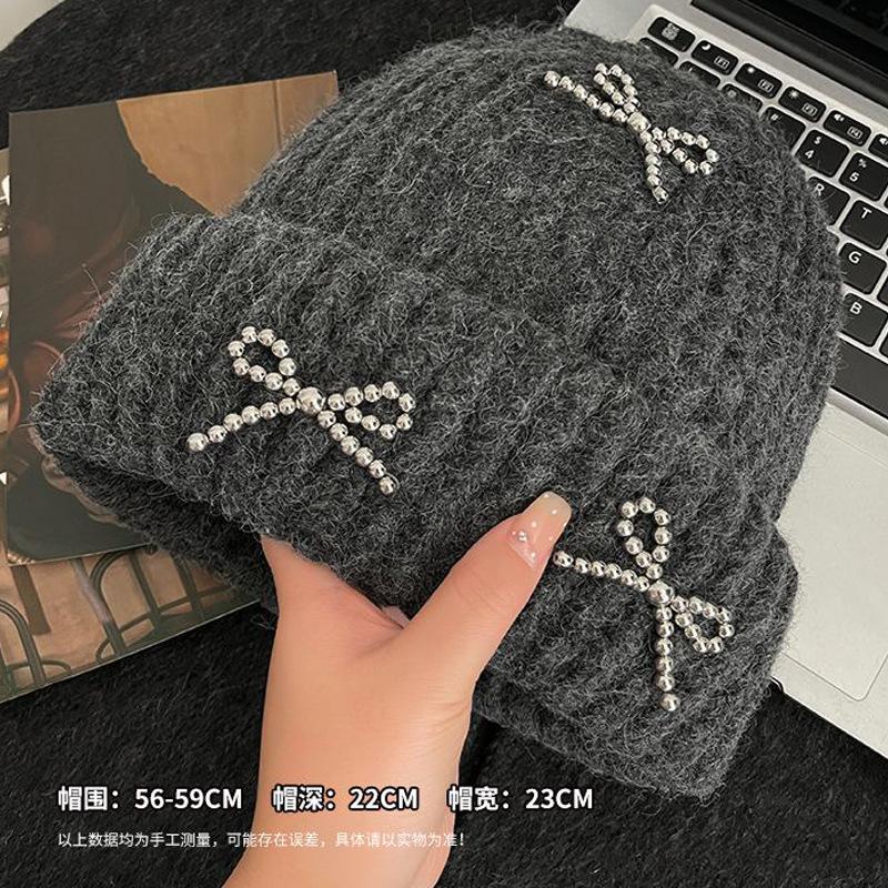 Koreanischer Blogger Strickmütze mit Bommel Herbst und Winter Ins Großer Kopfumfang Vielseitig Mode Ohrenschutz Strickmütze