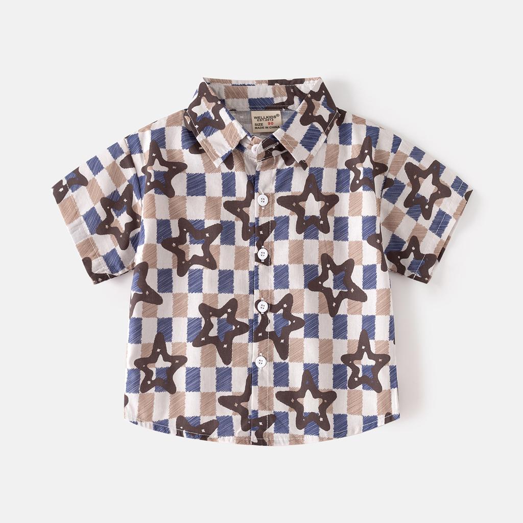Children's Short-sleeved Shirts Summer Trend Fashion Boys Fried Street Printing Foreign Style Women's Treasure Shirt Children's Clothing