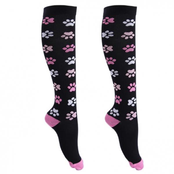 Women Fitness Running Jogging Hiking Feet Knee Leg Compression Socks Stockings Black