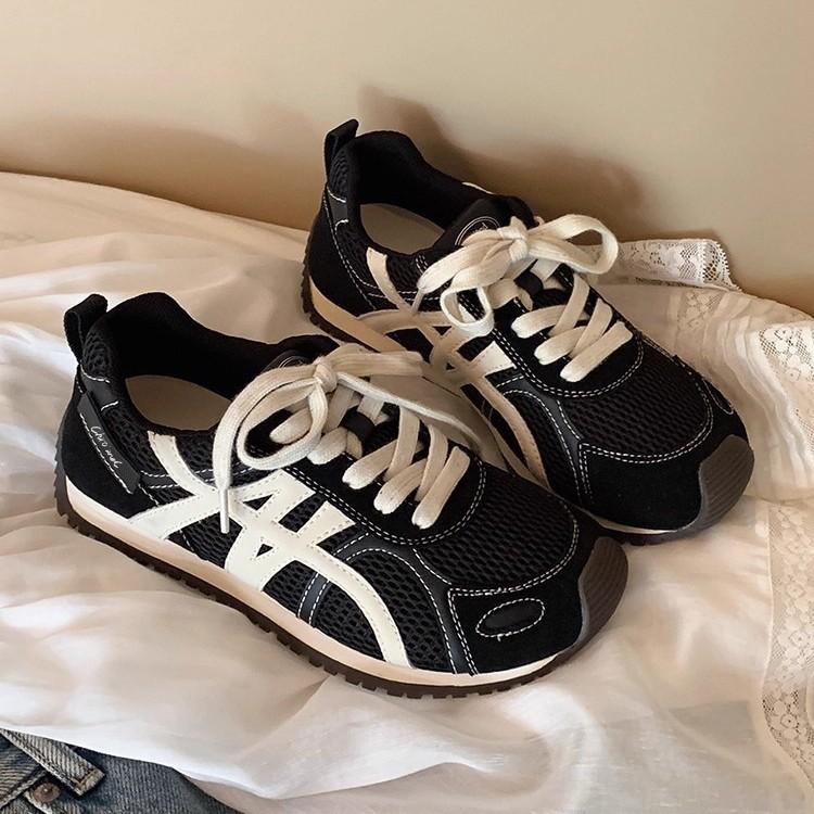 Retro Color Matching Platform Ballet Training Shoes for Women's 2025 New Mesh Breathable and Versatile Sports and Leisure Forrest Gump Shoes