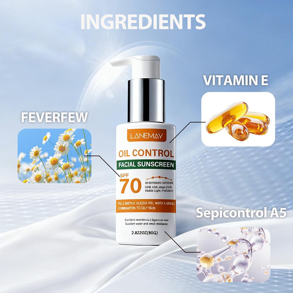 Facial Sunscreen-Sun Protection Against Aging-12 Hours Of Active Oil Control-Suitable For All Skin Types, 80g