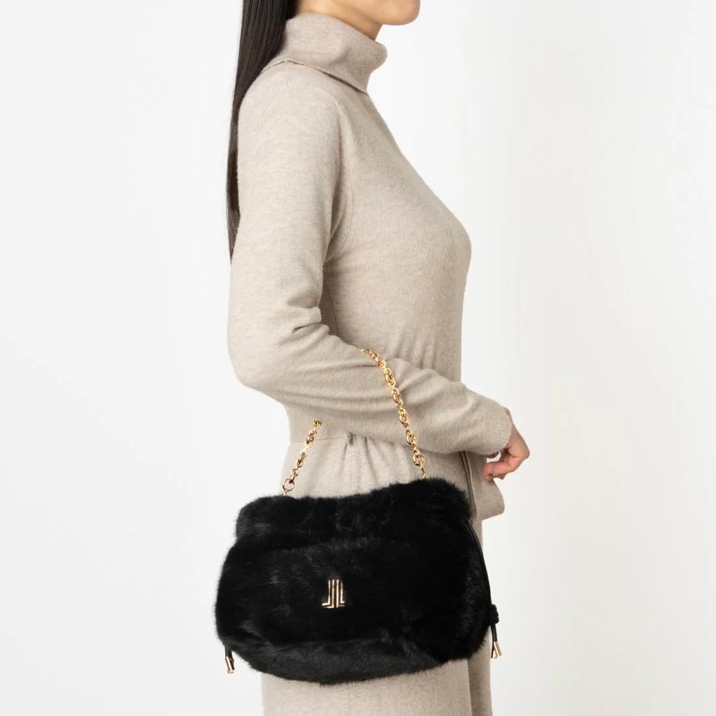 Lanvin en Bleu Calende Handbag in Fur Black Women's