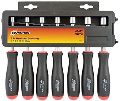 [Official Japanese Product] Made In USA Hex Nut Driver Millimeter Set, Chrome Plated, 7-Piece Set (6, 7, 8, 9, 10, 11, 12mm) BNX7M No. 48492