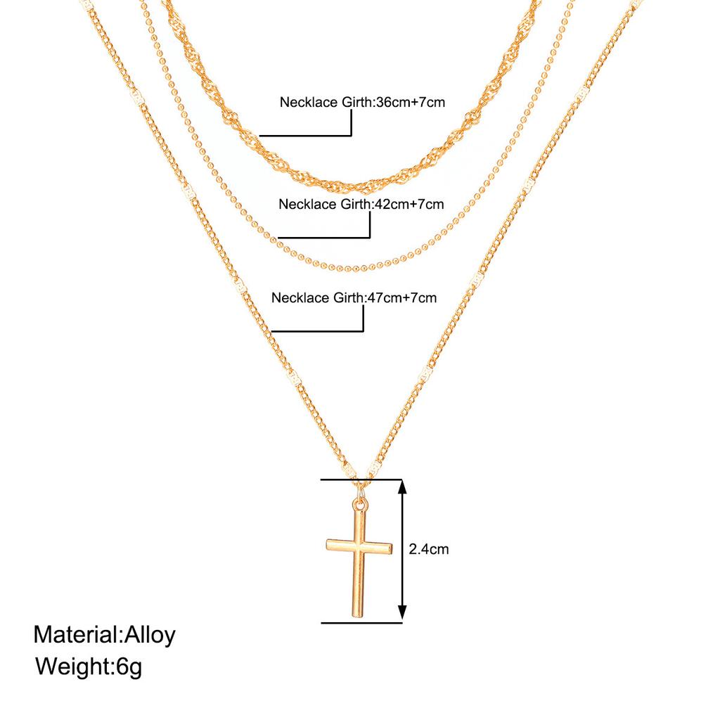 New fashion simple cross pendant multi-layer stacked necklace personalized collarbone chain necklace