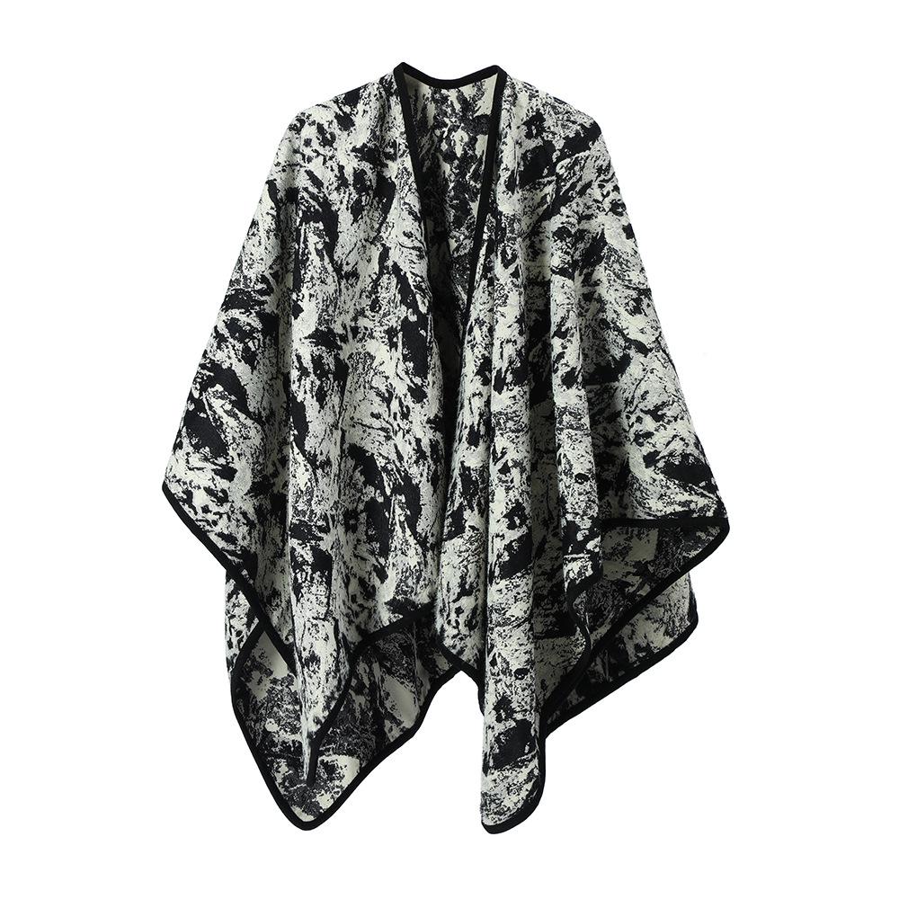 

Шаль из искусственного меха норки в европейском и американском стиле с жаккардом в виде живописи тушью - Коллекция весна-осень 2025 150x130 cm