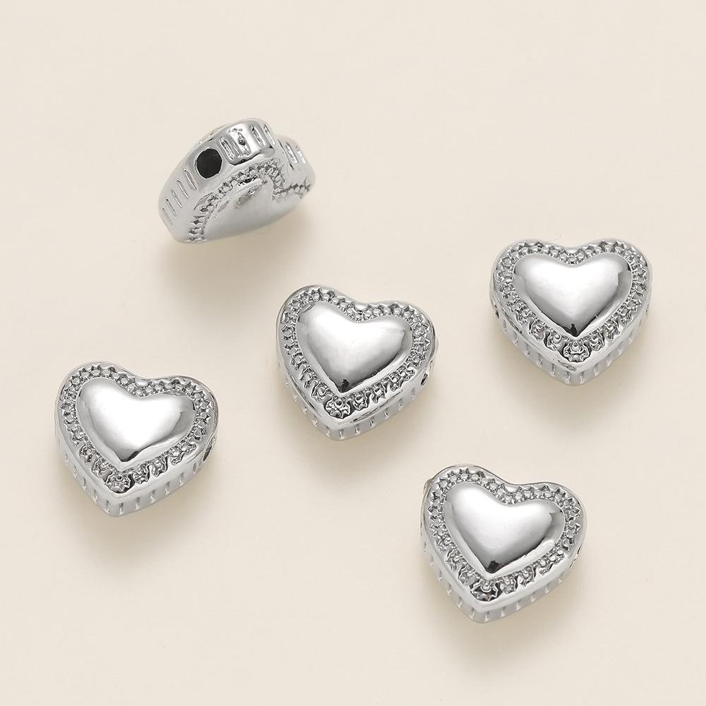 2Pcs/Pack 14/18K Gold Color Plated Heart Shape Charms Spacer Beads for Handmade DIY Necklace Jewelry Making Accessories