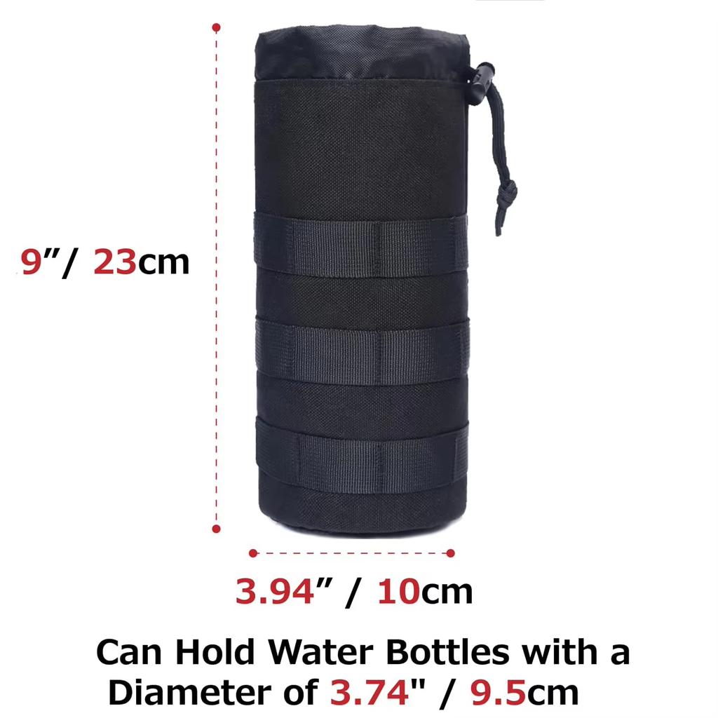 Poche Sac Améliorée pour Bouteilles d'Eau de Sport, Porte-Bouteille d'Eau Tactique à Cordon Coulissant Molle, Sac de Voyage en Maille pour Bouteille d'Eau