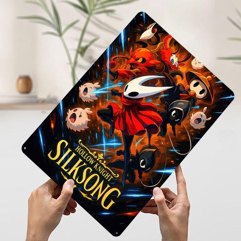 Hollow Knight Silksong Game Poster Customized Wall Art Vintage Metal Signs Retro Tin Plaque for Man Cave Home Decor Living Room